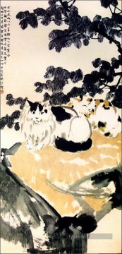 XU Beihong un chat vieille Chine à l’encre Peinture à l'huile